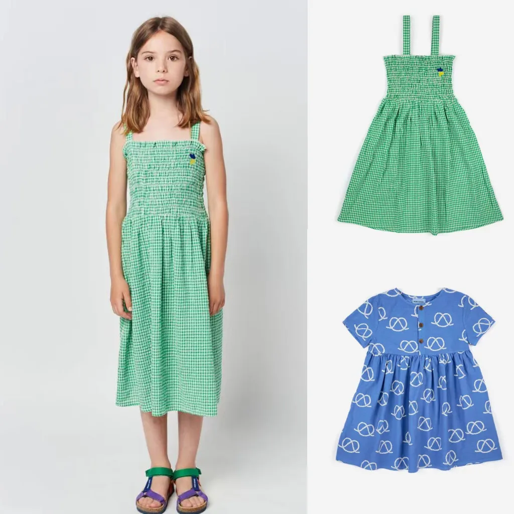 

Korean Girls Short Sleeve Dress 2023 BC New SS Summer Kids One-Pieces Princess Dress Children's Pretty Dress Clothings