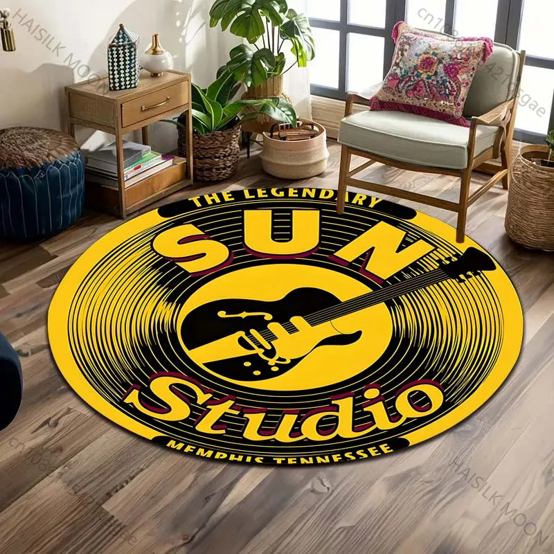 Фото Круглый ковер с логотипом Legendary Music Studio, для гостиной, под диван или стол, большой коврик для домашних животных, мягкий круглый ковер, декор для дома. №5