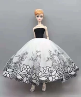 16 bjd doll outfit white black floral elegant wedding dress for barbie clothes princess gown vestido 11 5 doll accessories toy
