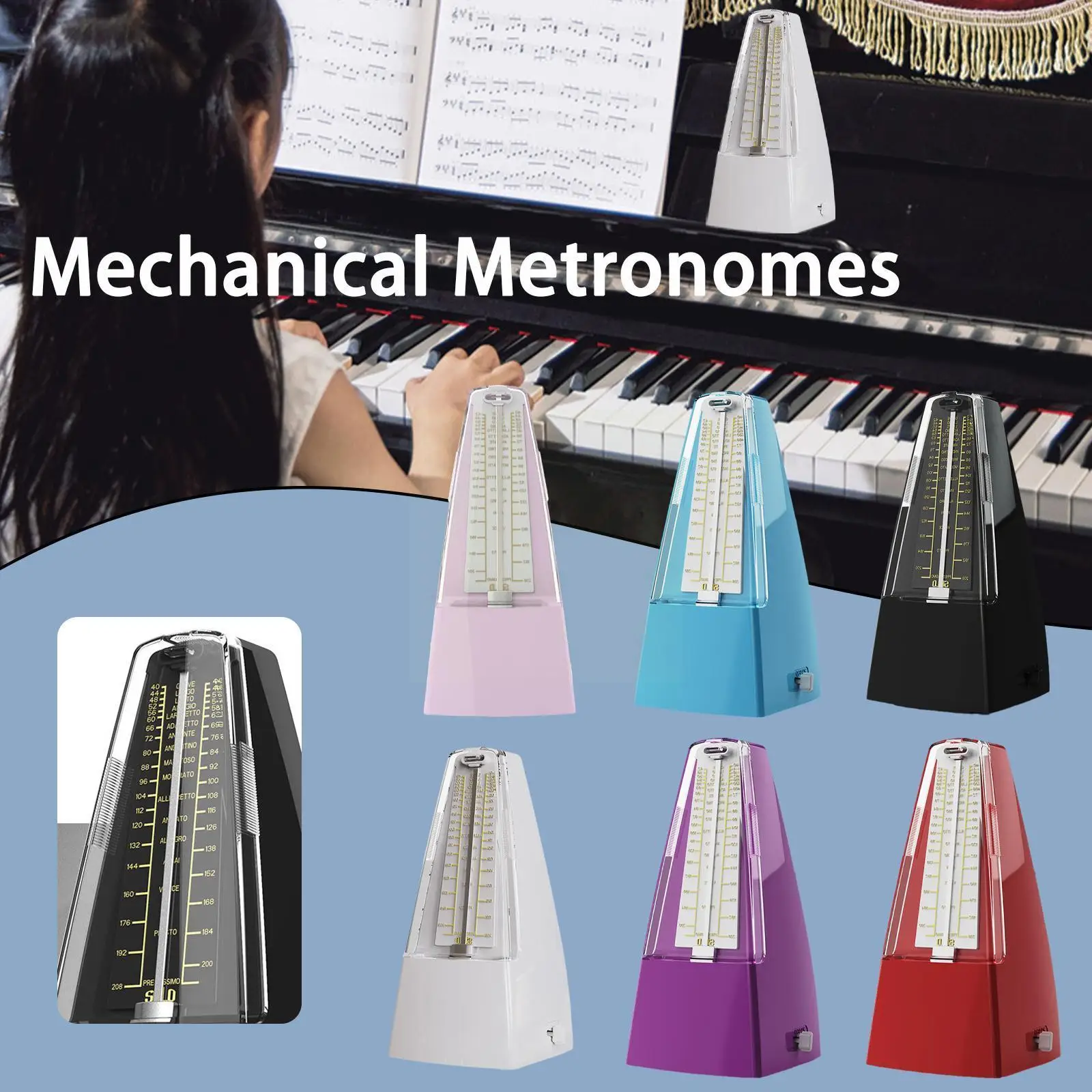 

Vintage Tower Type Piano Violin Mechanical Metronome Musical Drum Instrument Timer Universal Metronome Antique Guzheng Rhyt Y2J2