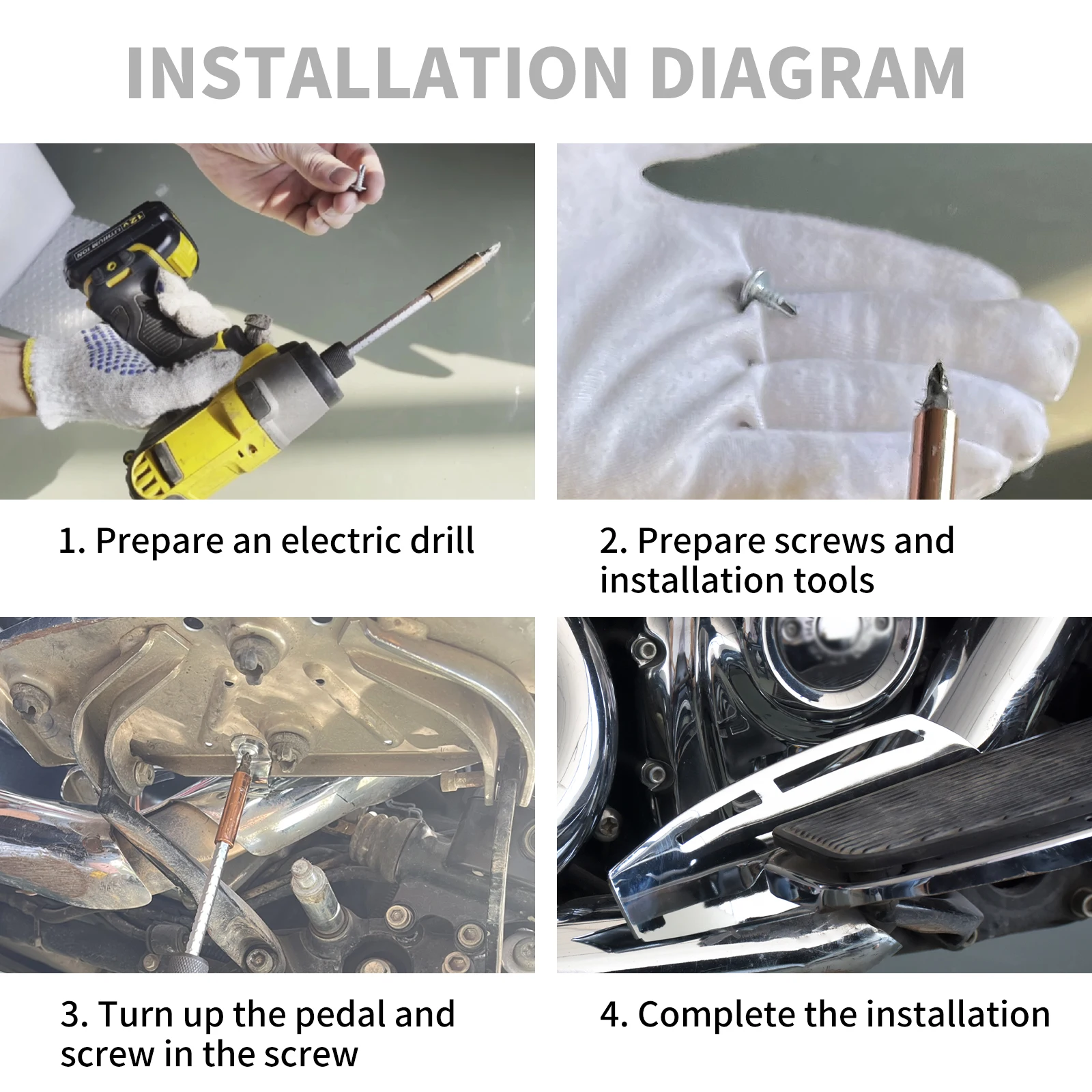 Мотоциклетная доска для водителя черная/хромированная подошва Harley Touring Road King Electra