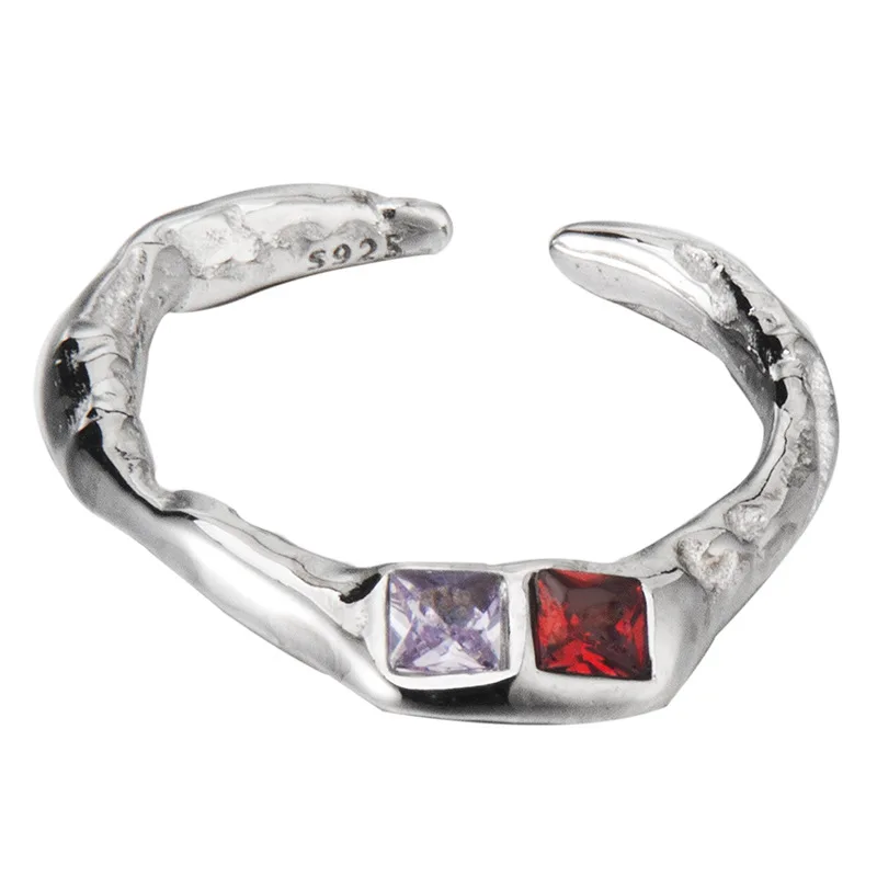 

Uglyless стоячие красочные цирконы кольцо с кристаллами для женщин супер тонкие зеркальные Серебряные Кольца Настоящее серебро 925 пробы модные...