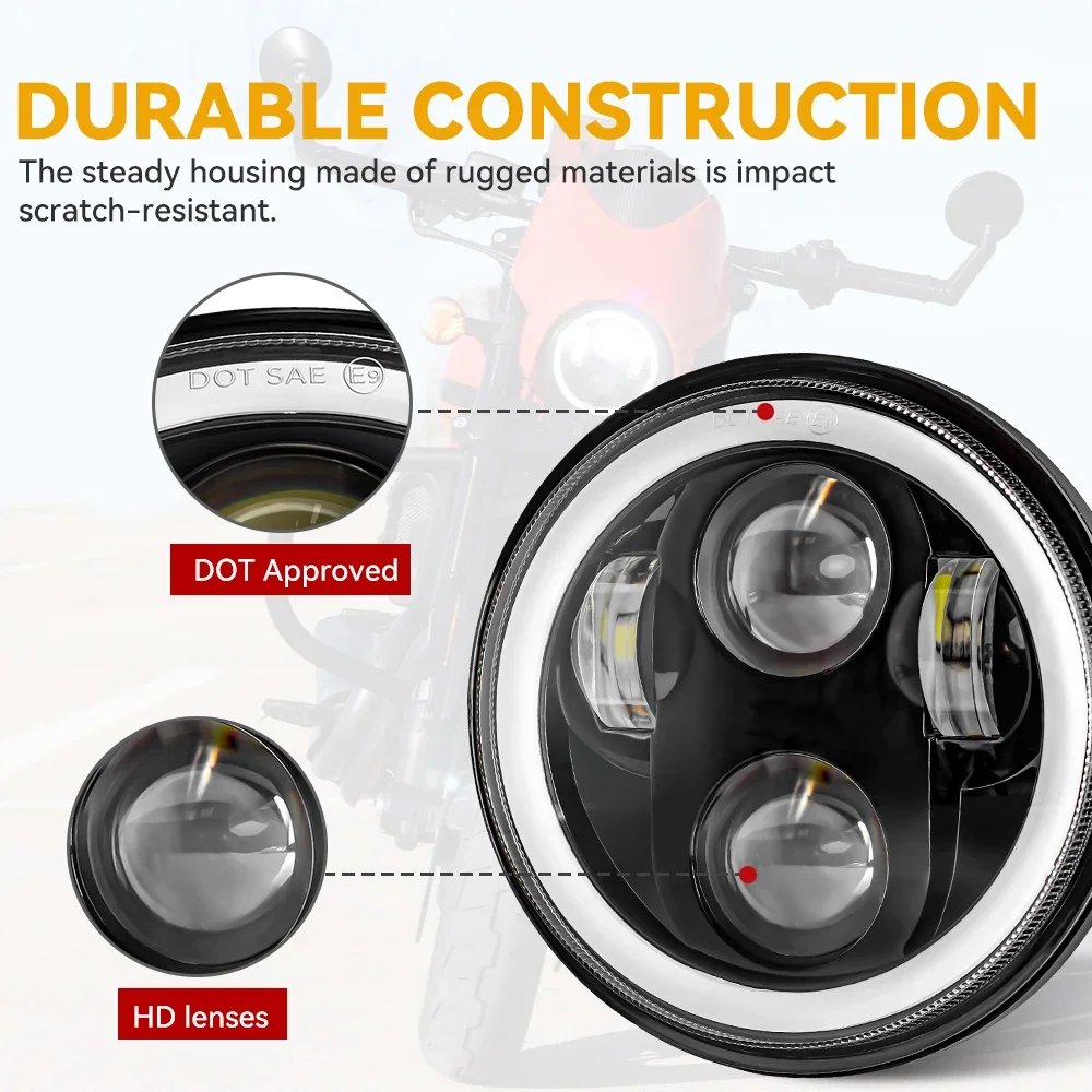 5 75-дюймовая светодиодная фара для мотоцикла линза проектора Faro Moto светодиодной