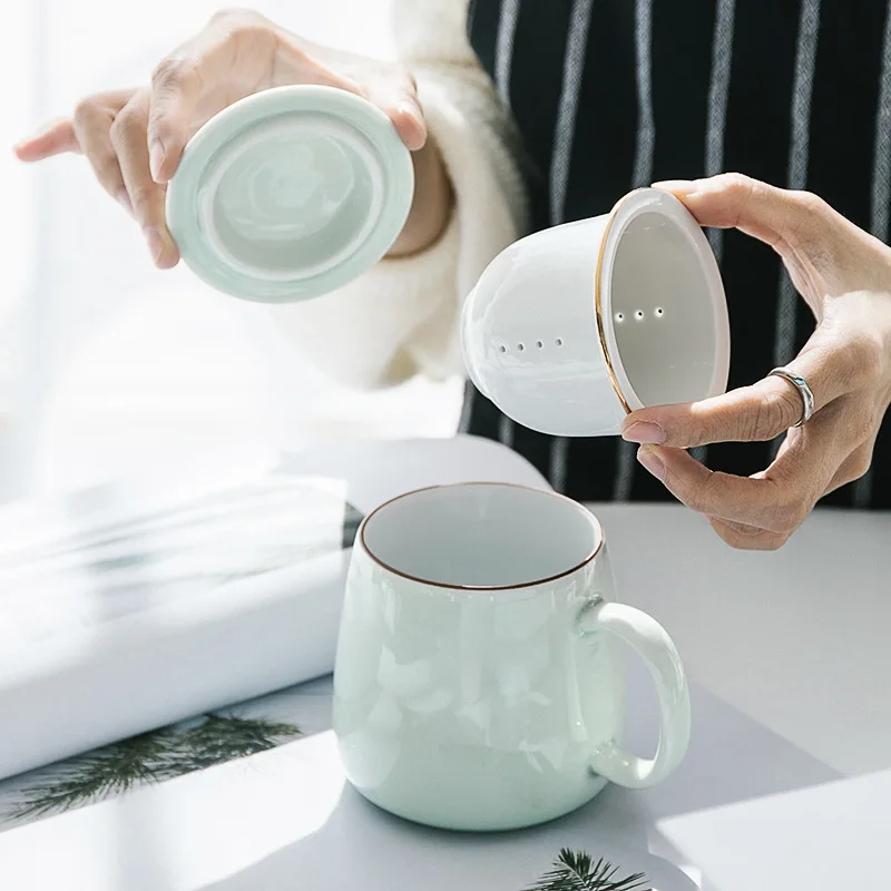 

Unique Mark Cup with Tea Separation and Lid, Perfect for Tea Lovers