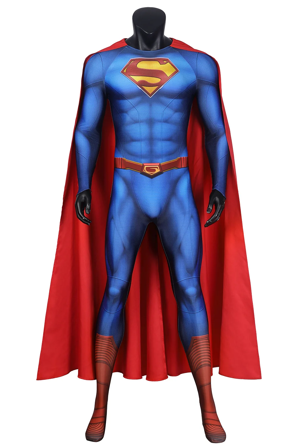 

Adult Man Superhero Costume Clark Cosplay Kent Jumpsuit and Lois Halloween Blue 3D Printing Zentai hero Bodysuit with Cape