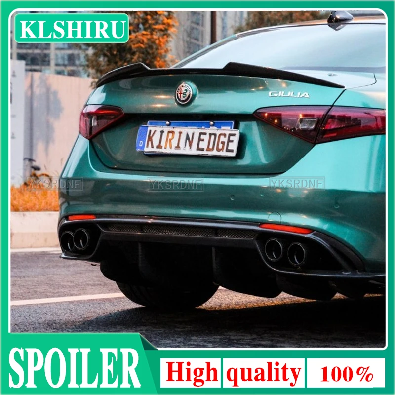 

Carbon Fiber / FRP Rear Trunk Spoiler Boot Lip Wing Spoiler For Alfa Romeo Giulia Sedan Quadrifoglio Verde 2015-2021