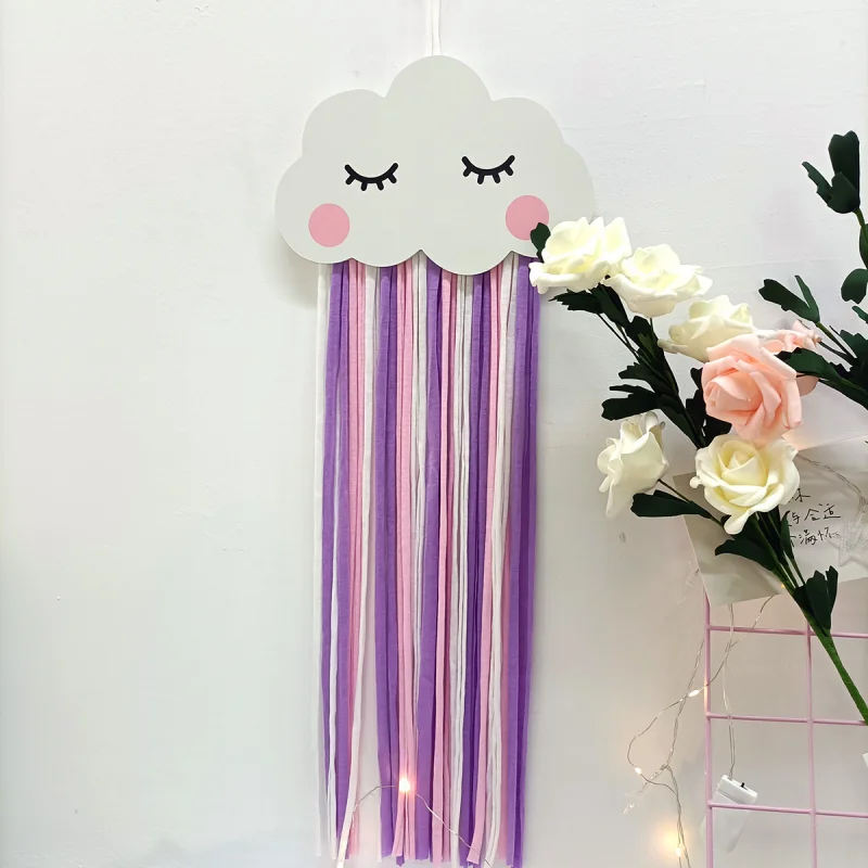 

Rainbow Tassel Bow Holder Hair Clip Organizer Hairpins Hanger Hair Accessories Storage Wall Hanging for Girls Kawaii Room Decor