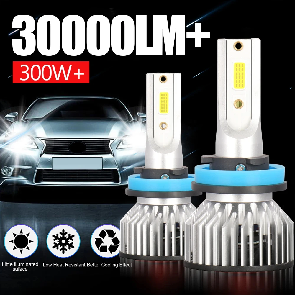 

30000LM H4 Светодиодные Лампы Для Автомобильных Фар Canbus 300W CSP Чипы, Совместимые С H1 H7 H11 9005 HB3 9006 HB4