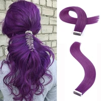 Light Purple Color Tape In Human Hair Extensions Skin Weft Hair Extensions Adhesive Invisible Silky Straight High Quality