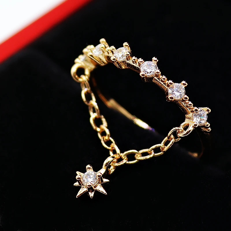 

Gold Color Star Charm Rings for Women Fashion Anniversary Jewelry Exquisite Gift Party Accessories Open Adjustable Thin Rings