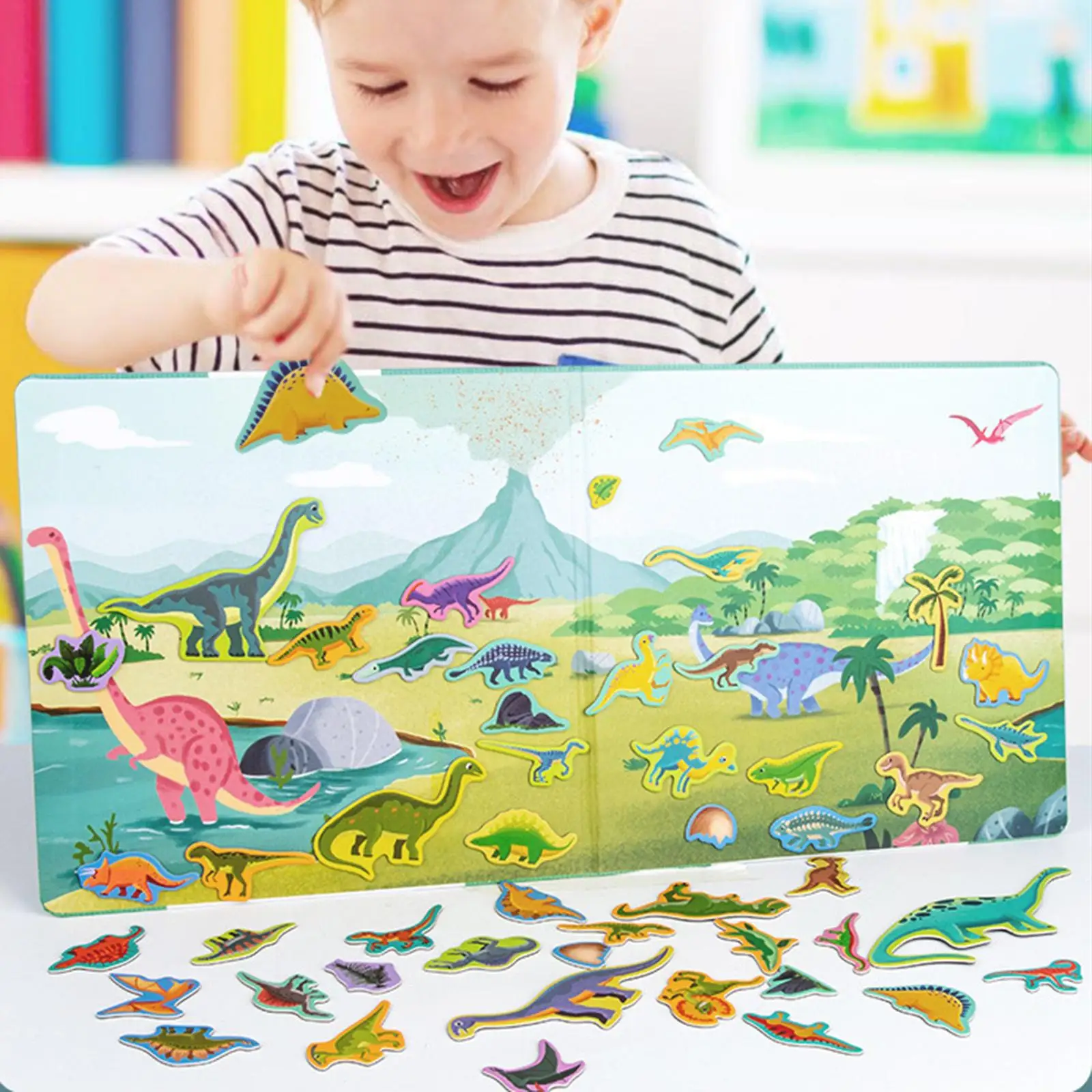 

Cartoon Puzzle Toys Animal Dinosaur Construction Scene Wood for Toddlers