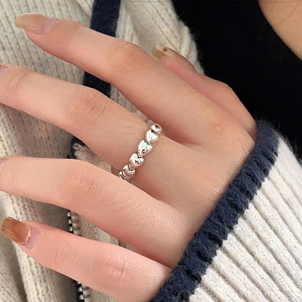 

Popular Finger Ring Opening Hypoallergenic Shiny Love Heart Ladies Ring Cool Women Ring Jewelry Accessories