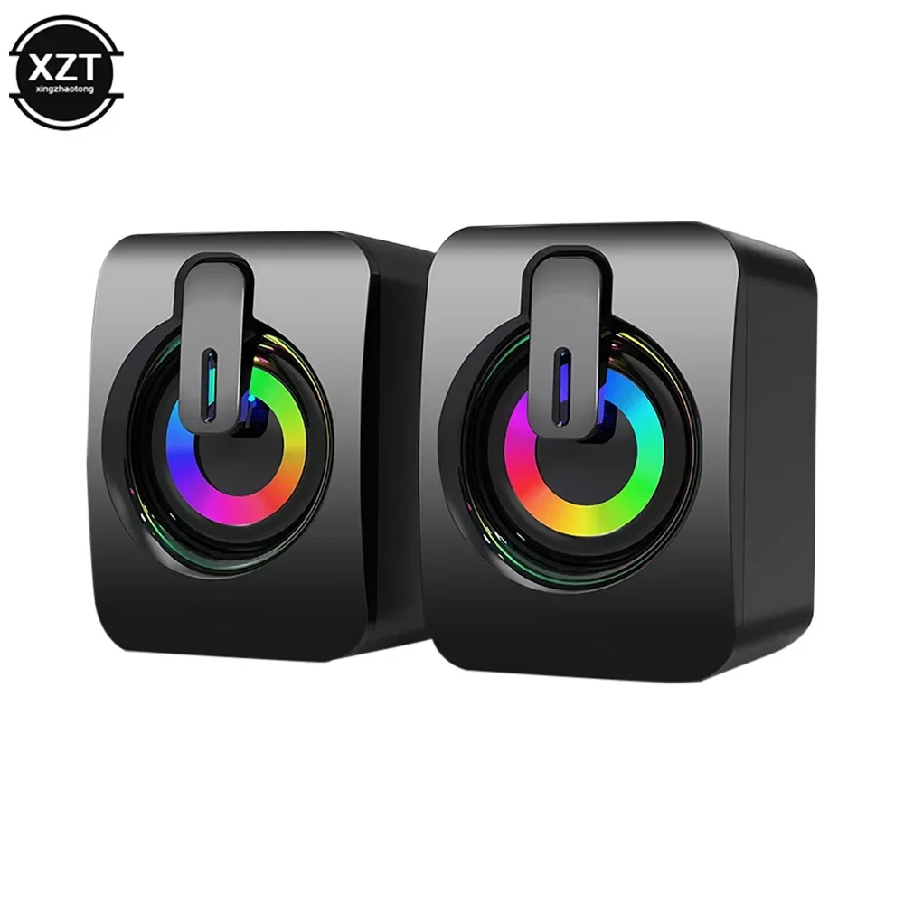 

1pair PC Computer Speakers Sound Box For PC HIFI Stereo Microphone USB Wired with LED Light For Desktop Computer