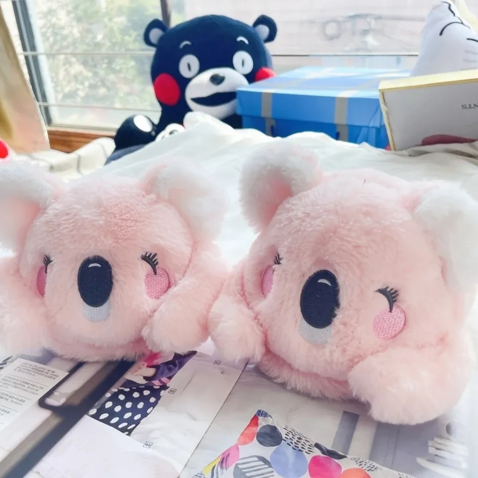 

Cute Kaola Women Winter Slippers Furry Girls Plush Slipper Unisex Home Slippers Indoor Warm Cotton Shoes 2022 New Animals Slides