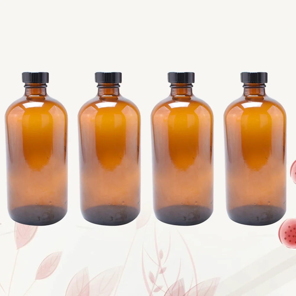 

4pcs 30ml Refillable Amber Brown Boston Round Glass Bottles with Black Bakelite Lid