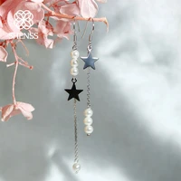 delicate s925 sterling silver asymmetric star earrings