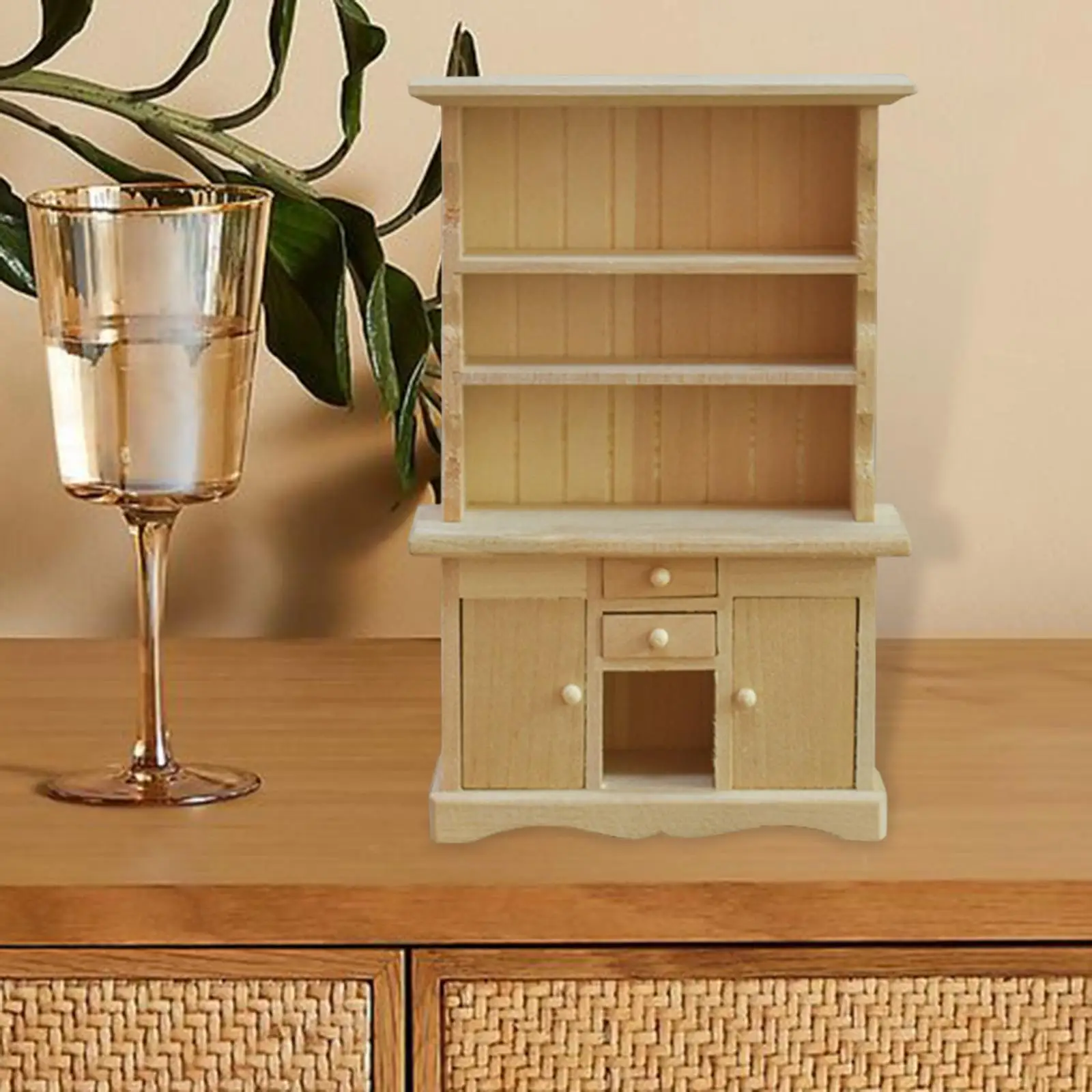 

1:12 Scale Doll House Bookcase Wooden, Professional Exquisite Workmanship