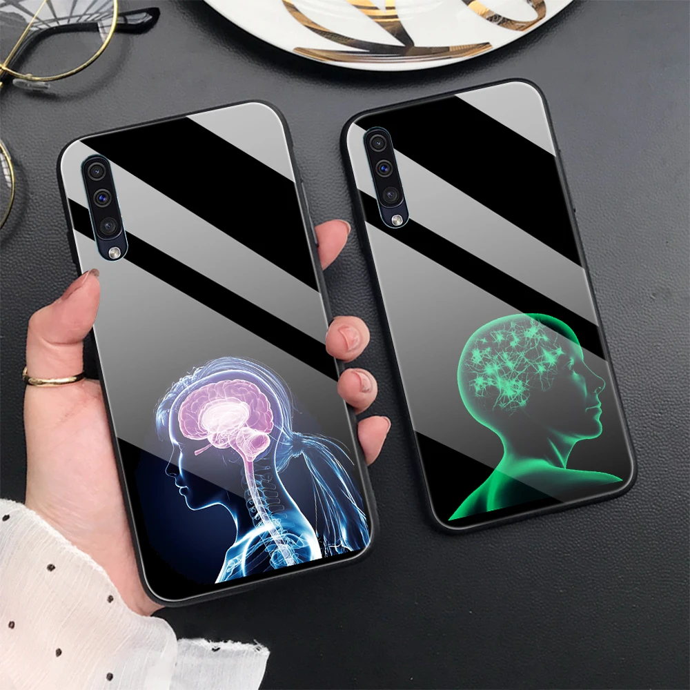 

Luminous Brain Case for Samsung Galaxy A53 A13 A33 A73 A52 A23 A50 A32 A03 A21 A21S A02 A71 A31 Tempered Glass Cover Fundas