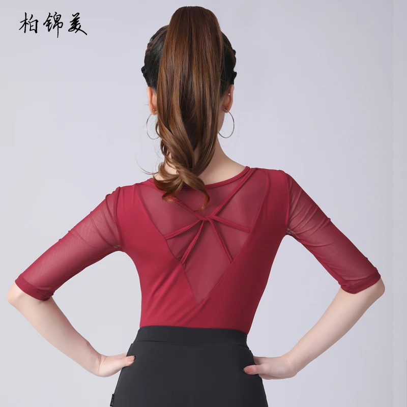 

Топ для латиноамериканских танцев, женская одежда для взрослых, сексуальный тренировочный танцевальный Топ для соревнований по современным танцам, национальный стандарт для танцев