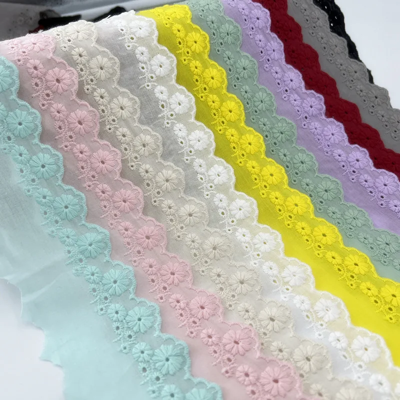 

1 Yard Cotton Color Rose Embroidery 5.5cm Border Lace Accessories DIY Clothing Lolita Lace Sewing Handmade Materials