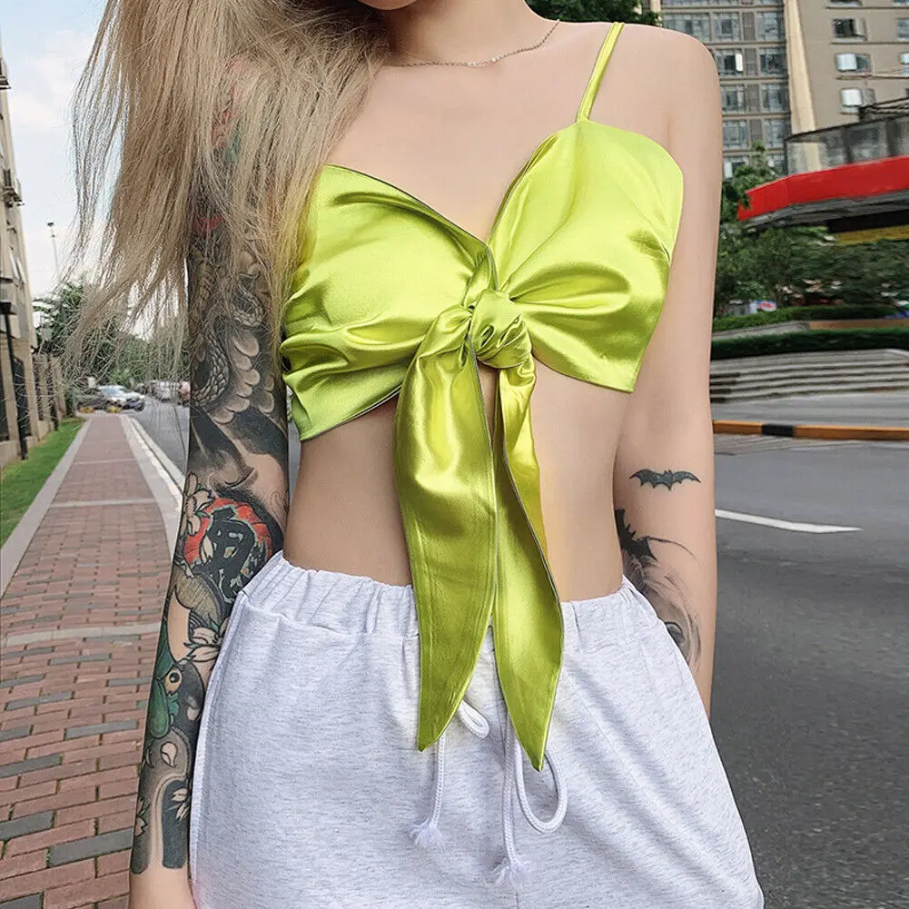 

Fashion Women Summer Sexy Tank Crop Top Sleeveless Vest Off Shoulder Camisole Backless Bandage Crop Tops Elastic Tube Tops 2021