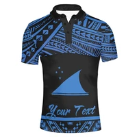 polynesia tattoo printing breathable blue and black shirt mens summer plus size stand up collar short sleeve mens polo t shirts