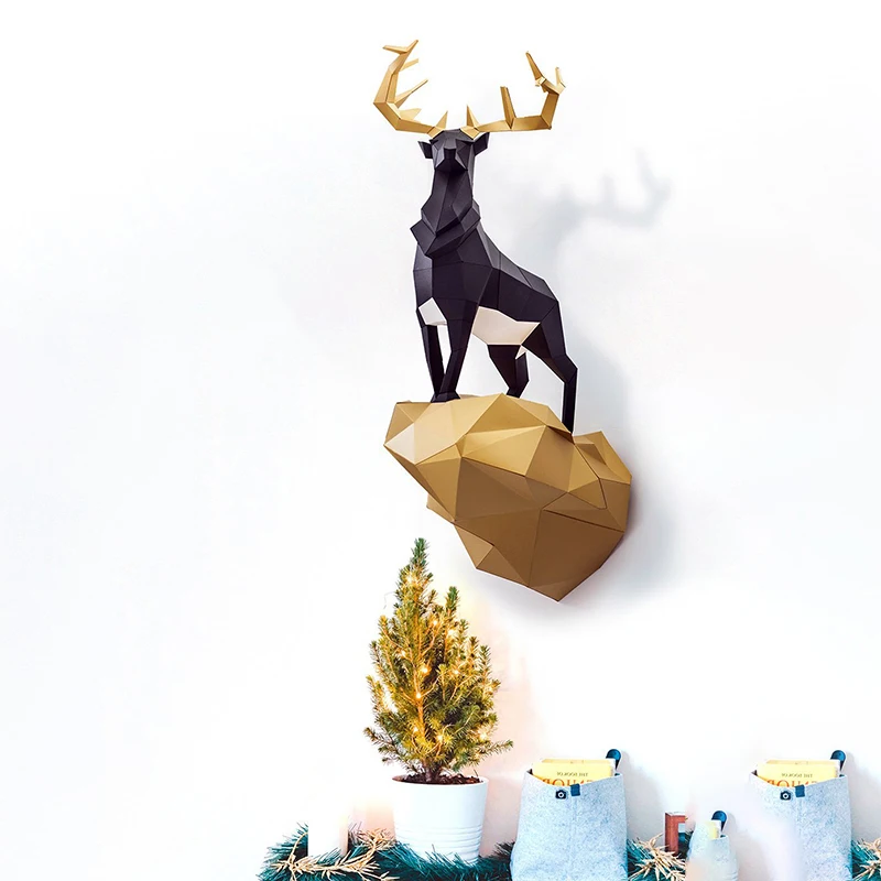 

3D Paper Model By Deer In The Middle of A Large Wall Decoration Wall Hanging Large Dormitory Office Decorative Paper Craft DIY