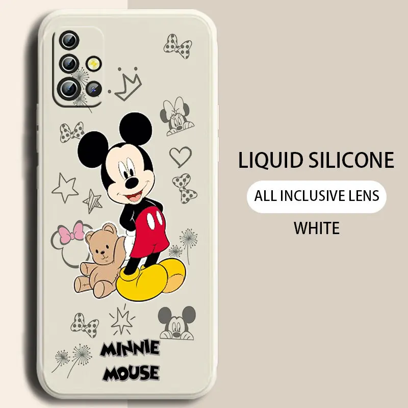

Cute Mickey Minnie Anime Phone Case For Xiaomi Redmi Note 11T 11 11S 10T 10 9T 9S 9 8T 8 7 6 5 Pro Liquid Rope Funda Cover Soft