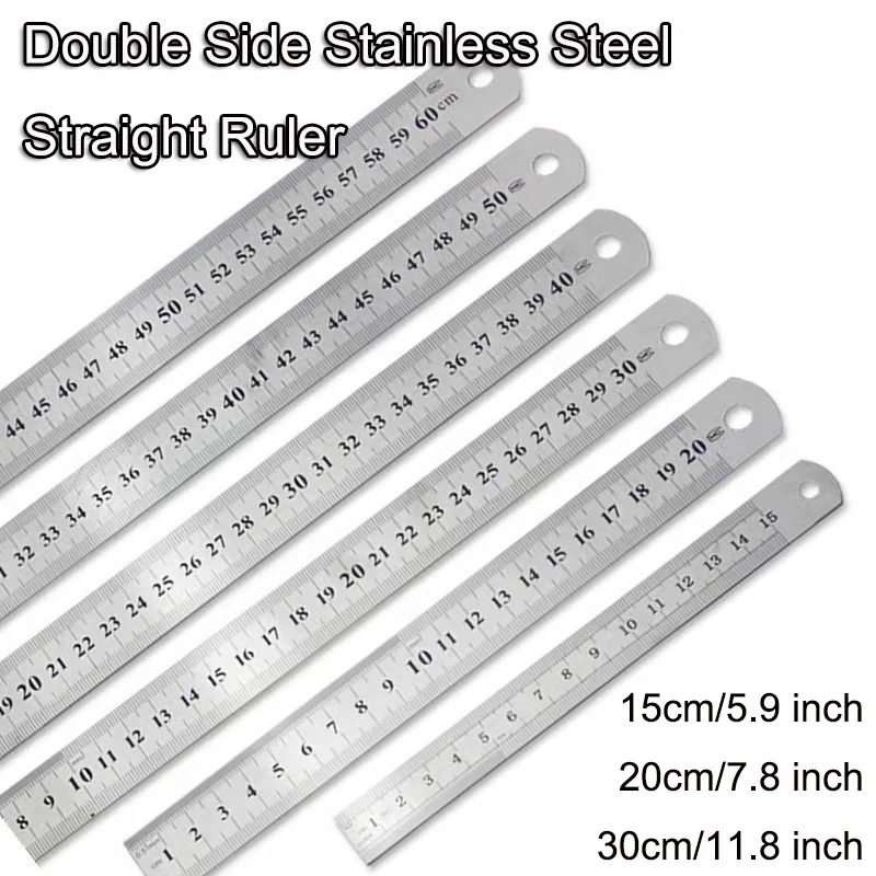 

Double Side Stainless Steel Straight Ruler Metric Rule Precision Measuring Tool 15cm/6 inch 30cm/12 inch School Office Supplies