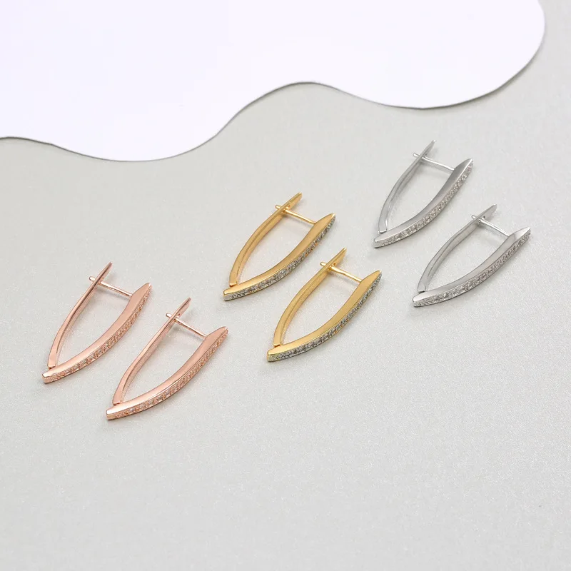 hot popular brands 925 color silver 18k rose gold luxury crystal earrings for women 925 color silver wedding jewelry gifts free global shipping