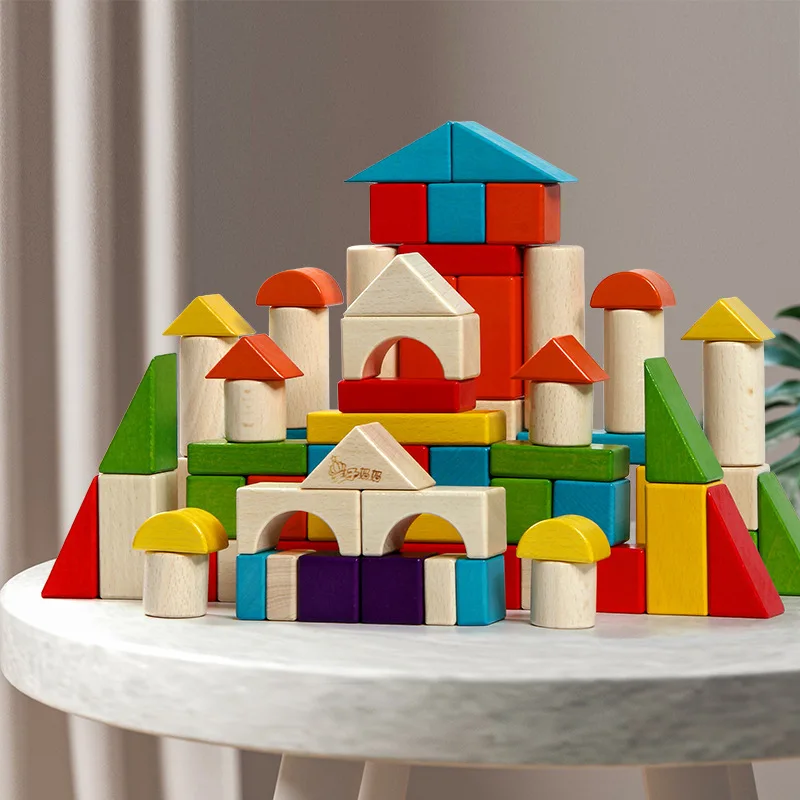 

30/54/74pcs Wooden Montessori Building Blocks Toy DIY Assembled Early Education Boys And Girls Children Toys For 2-3-6 Years Old
