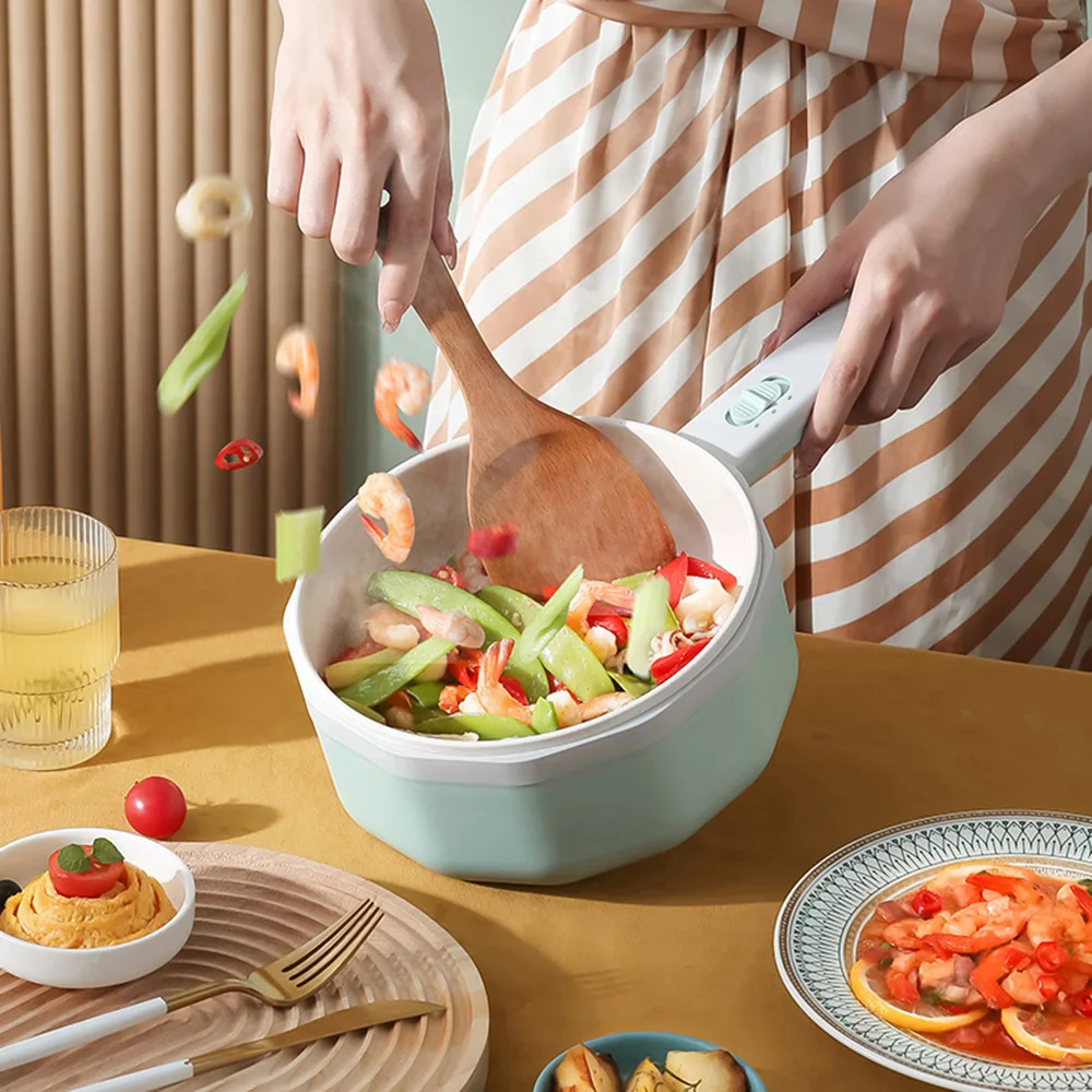 

Электрическая мультифункциональная плита, 1,5 л, отпариватель для еды, регулируемый нано-керамический глазурь с антипригарным покрытием, подогреватель для супа и тушения, бойлер для лапши