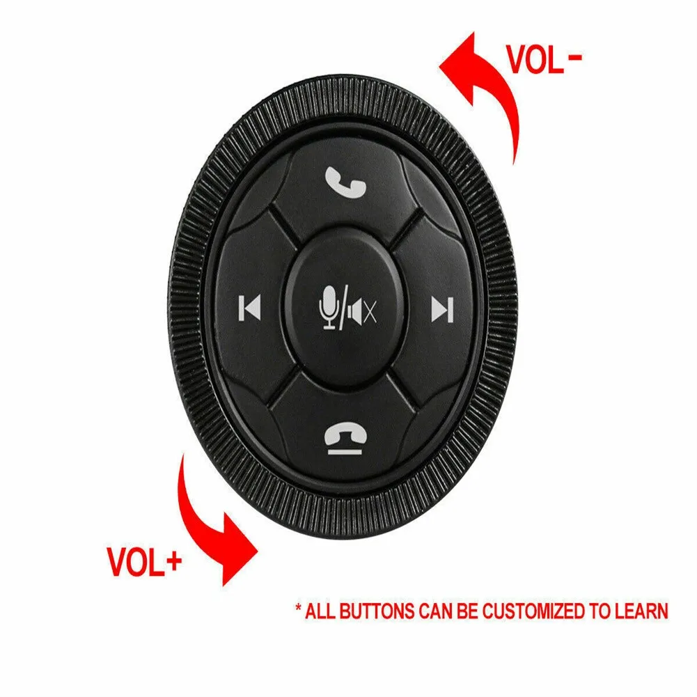 

Black Steering Wheel Controller Customize Button Steering Wheel Control Universal Car Radio GPS Built-in Replaceable Battery