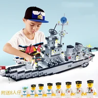 boy assembled blocks navy aircraft model educational childrens toy military building