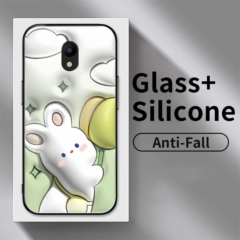

Cuddly Rabbit Glass Case for Meizu M5s M5 Note 16 16X 16Xs Phone Case Protective Back Cover