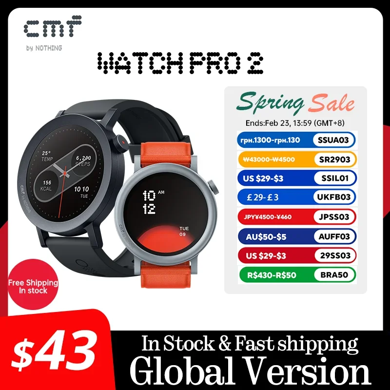 Смарт-часы CMF Watch Pro 2 1 32 дюйма AMOLED Bluetooth 5 3 BT звонки с шумоподавлением AI GPS cmf watch pro