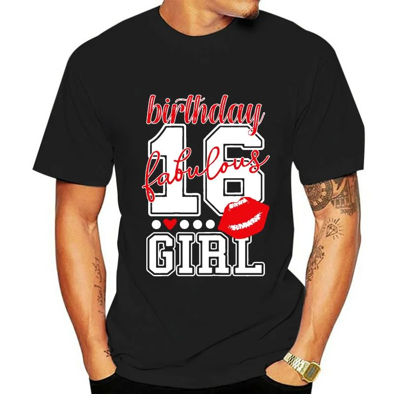 

Camiseta de 16 ° cumpleaños para mujer, ropa para niña y número 16, beso rojo