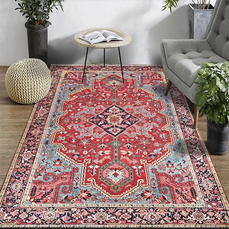 

Vintage Carpets Persian Carpet for Living Room Bedroom Mat Non-Slip Area Rugs Absorbent Boho Morocco Ethnic Retro Home Decor