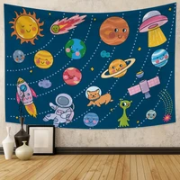 solar system space planet astronaut tapestry wall hanging cartoon tapestry art for bedroom living room dorm home decor