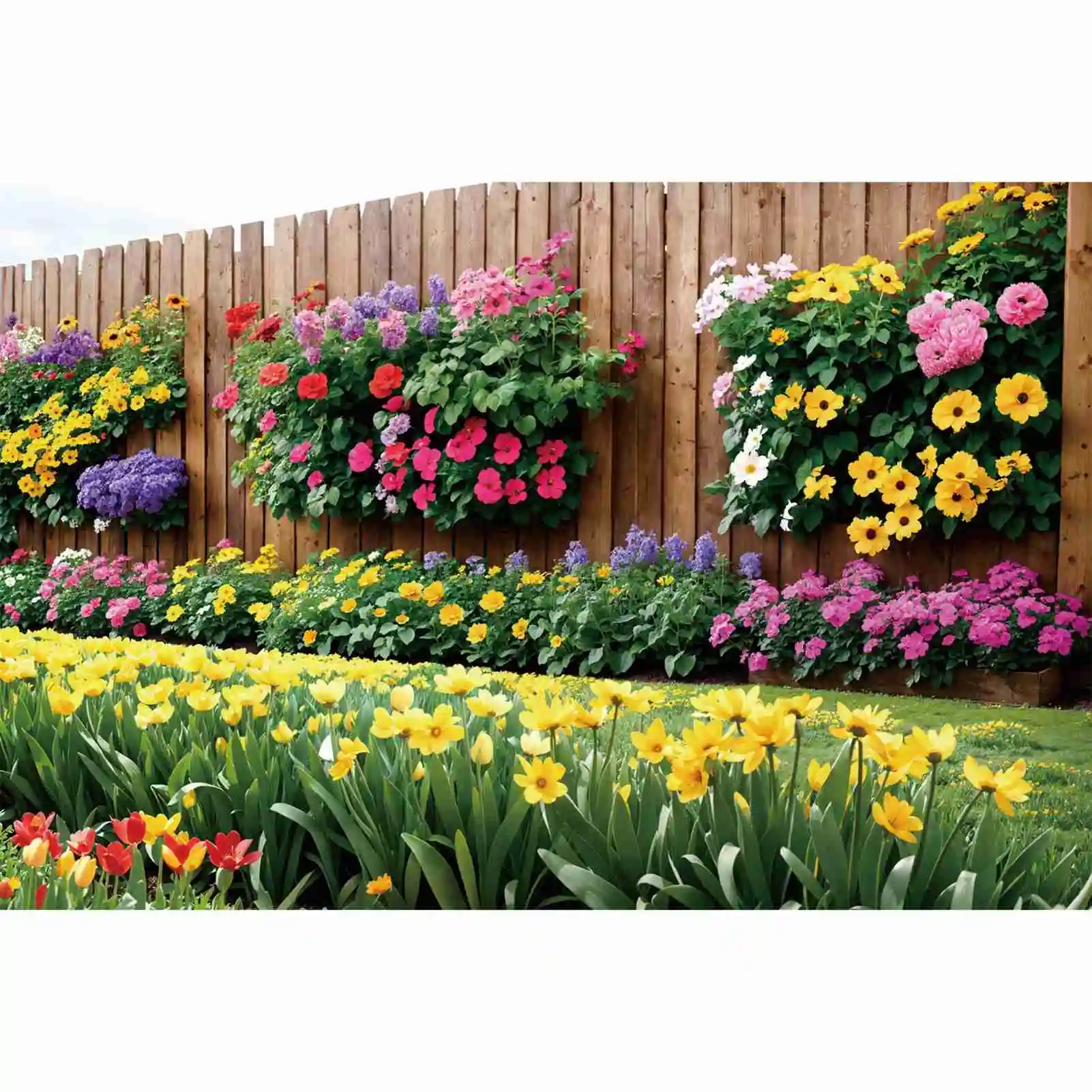

Garden Flowers Wall Backdrops Photography Spring Party Decoration Wooden Fence Blossom Custom Kids Photobooth Photo Background