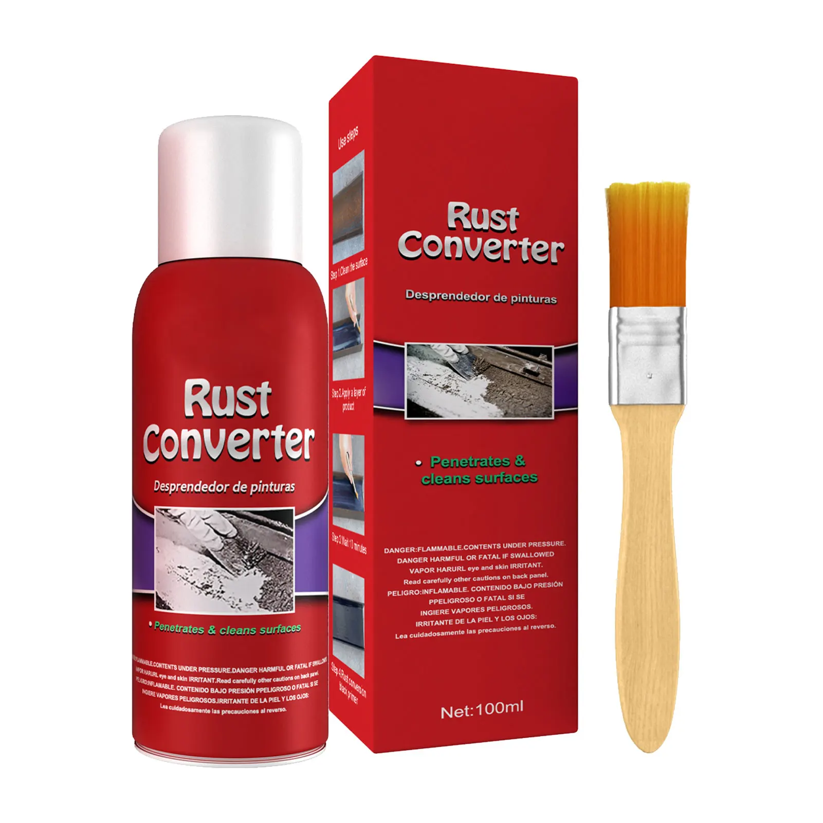 

100ml Rust Remover Multi-Purpose Rust Inhibitor Auto Window Rust Remover Derusting Spray Car Maintenance Cleaning Rust Converter