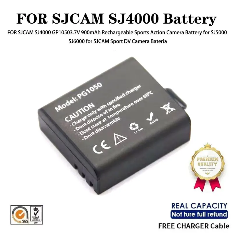 

FOR SJCAM SJ4000 GP10503.7V 900mAh Rechargeable Sports Action Camera Battery for SJ5000 SJ6000 for SJCAM Sport DV Camera Bateria
