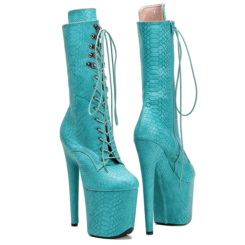 Leecabe PU UPPER 20CM/8Inch Women's Platform disco party High Heels Shoes Pole Dance boot