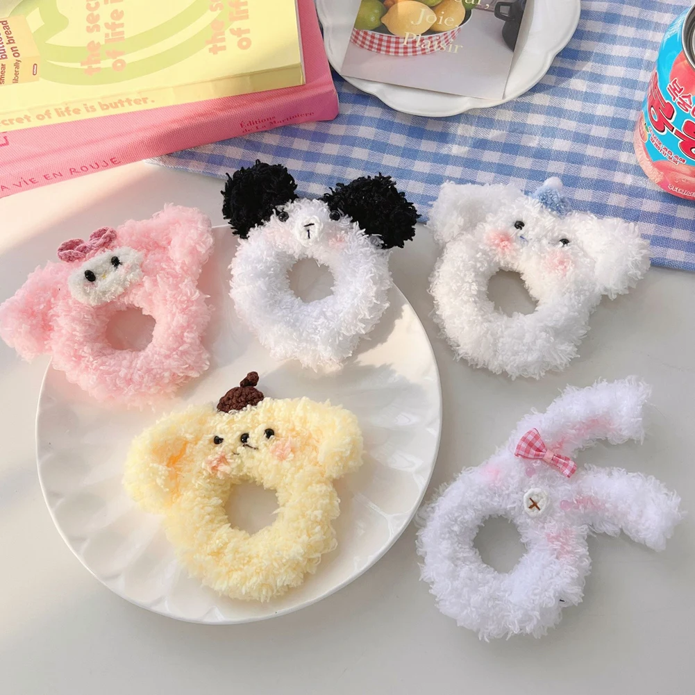 

Women Girls Cute Cartoon Hair Scrunchies Bear Cat Rabbit Plush Elastic Hair Bands Sweet Pontail Hair Ties Hair Accessories