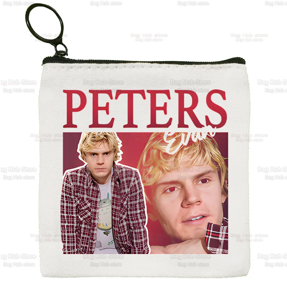 Evan Peters Coin Purse Custom Logo Storage Pouch Skull Ahs Roanoke Canvas Bag  New Coin Bag Key Coin Purse