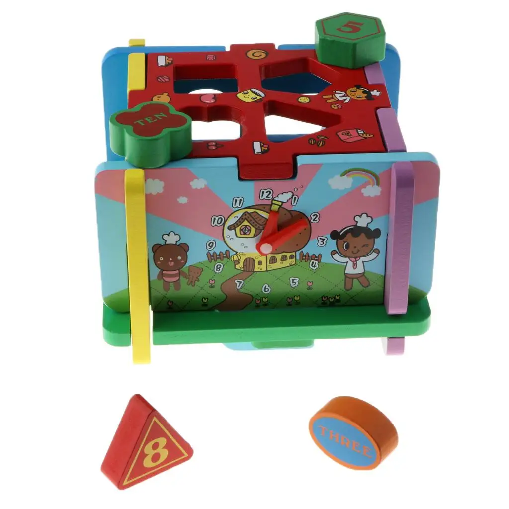

Shape Sorter Toy With 10 Holes Wooden Toys Geometric Puzzle Pieces