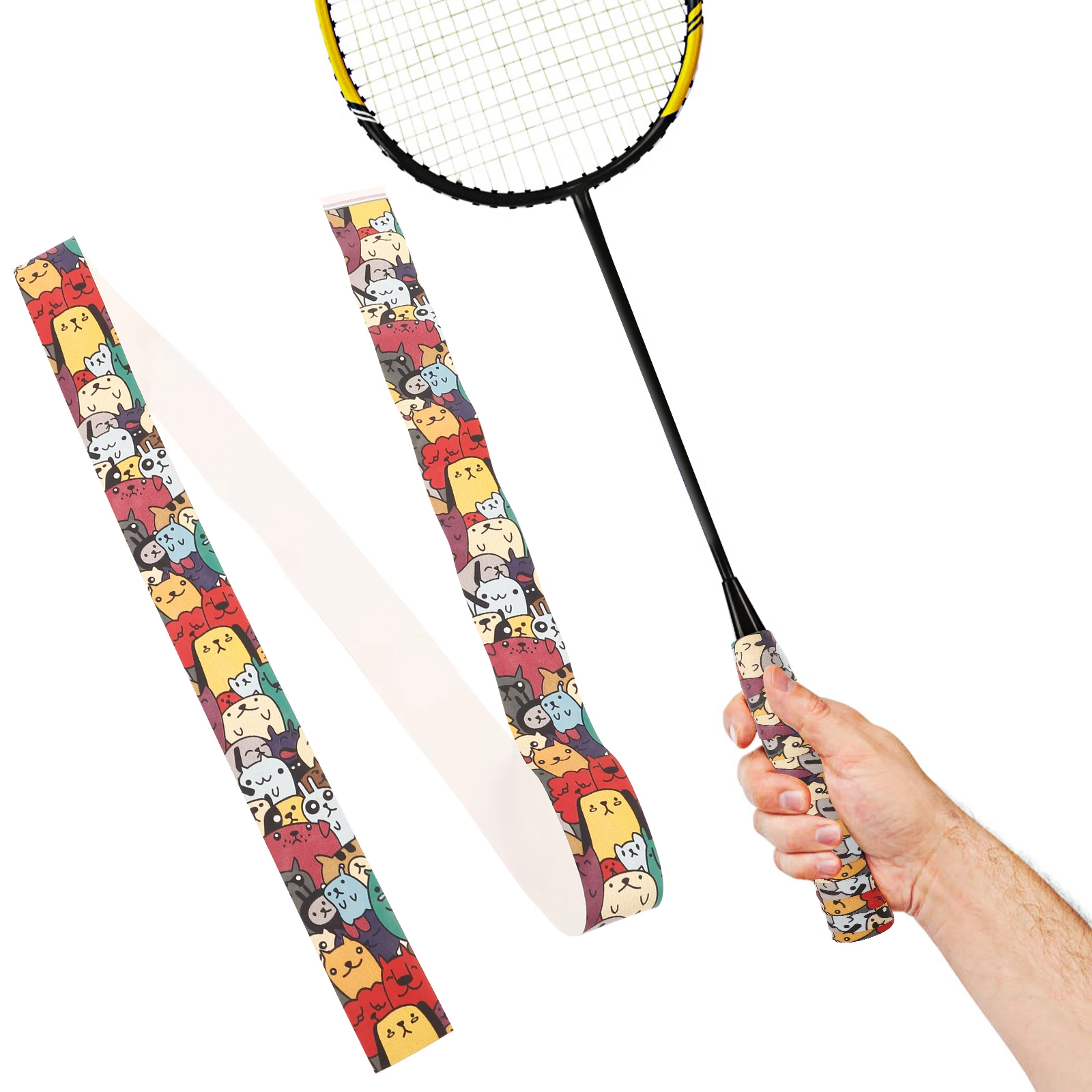 karbowany kot morski nadruk z motywem filmu pochłaniający pot pas do badmintona klaskanie gumowy tenis suchy antypoślizgowy antyperspiracyjny