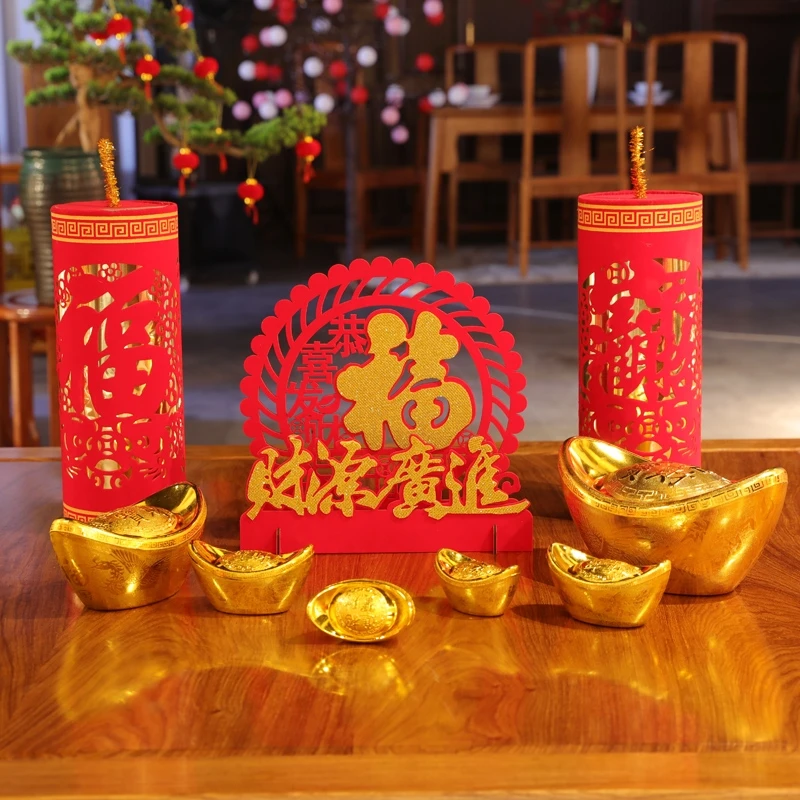 

2022 китайские технические украшения, DIY 3D красные украшения Fu, подвеска Firecracker, настольный декор на новый год