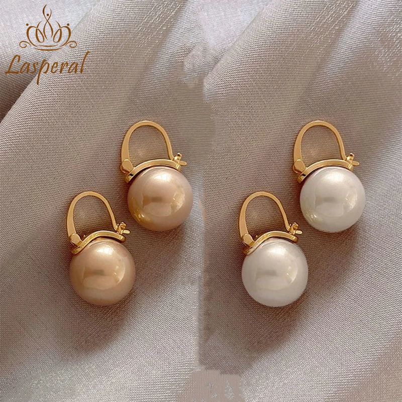 

New Simple Style Gold Color Large Pearl Drop Earrings For Women 2022 Korean Fashion Jewelry Wedding Girl's Sweet Accessories