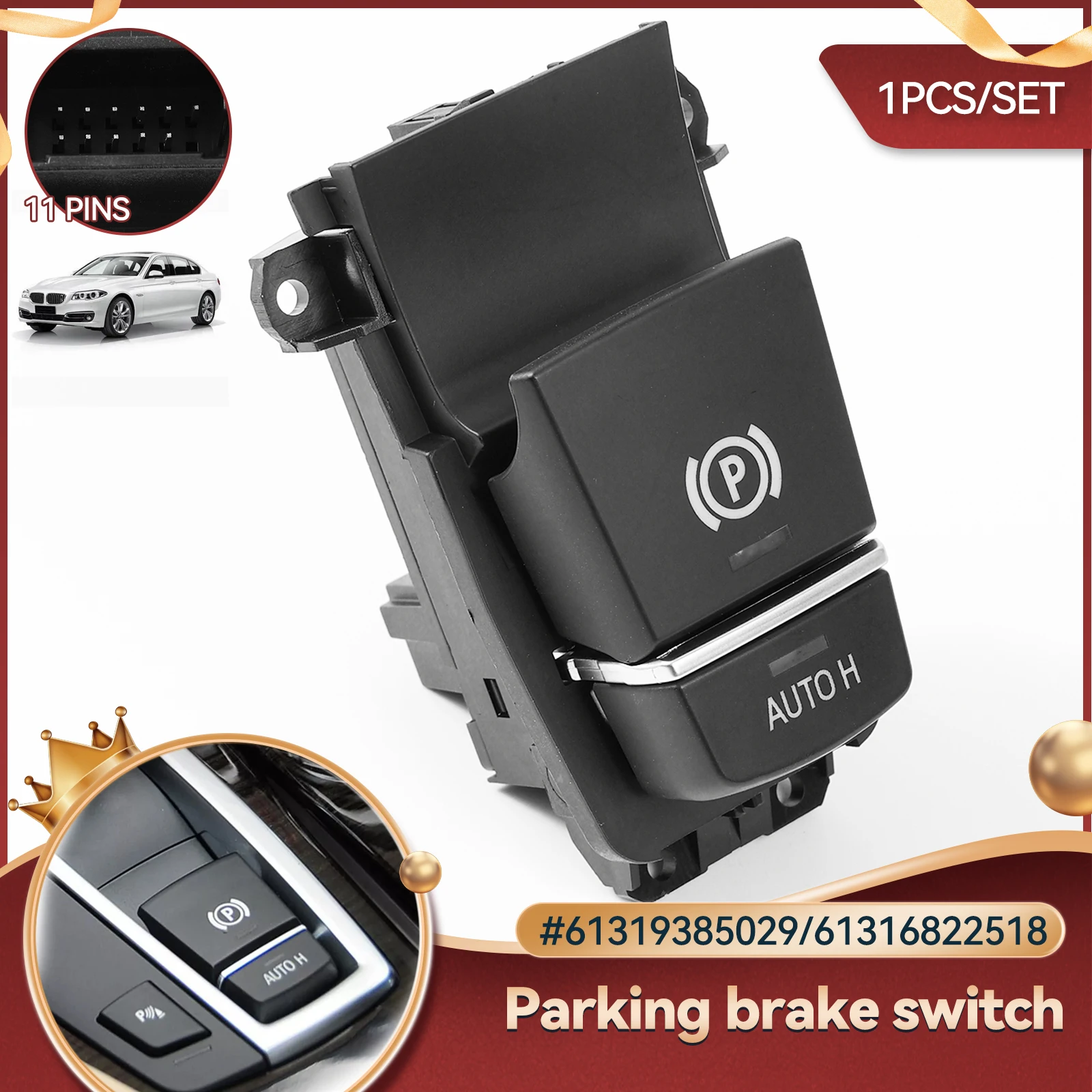 

61319385029 для BMW 5 6 7 Series X3 X4 F02 F10 F11 F06 F12 F25 F26 автомобильный стояночный ручной тормоз кнопка управления парком 61319355233